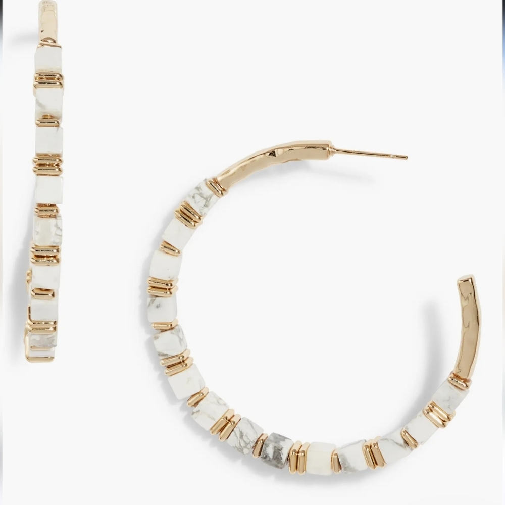 Kendra Scott Gold, White and Gray Hoop Earrings - Picture 6 of 6